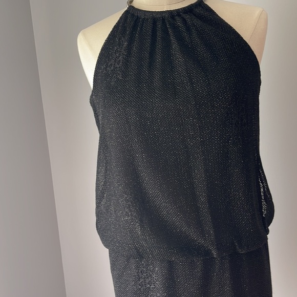 SLNY Black Blouson Halter Crochet Fringe Hem Short Dress
Size 8 - Picture 8 of 11